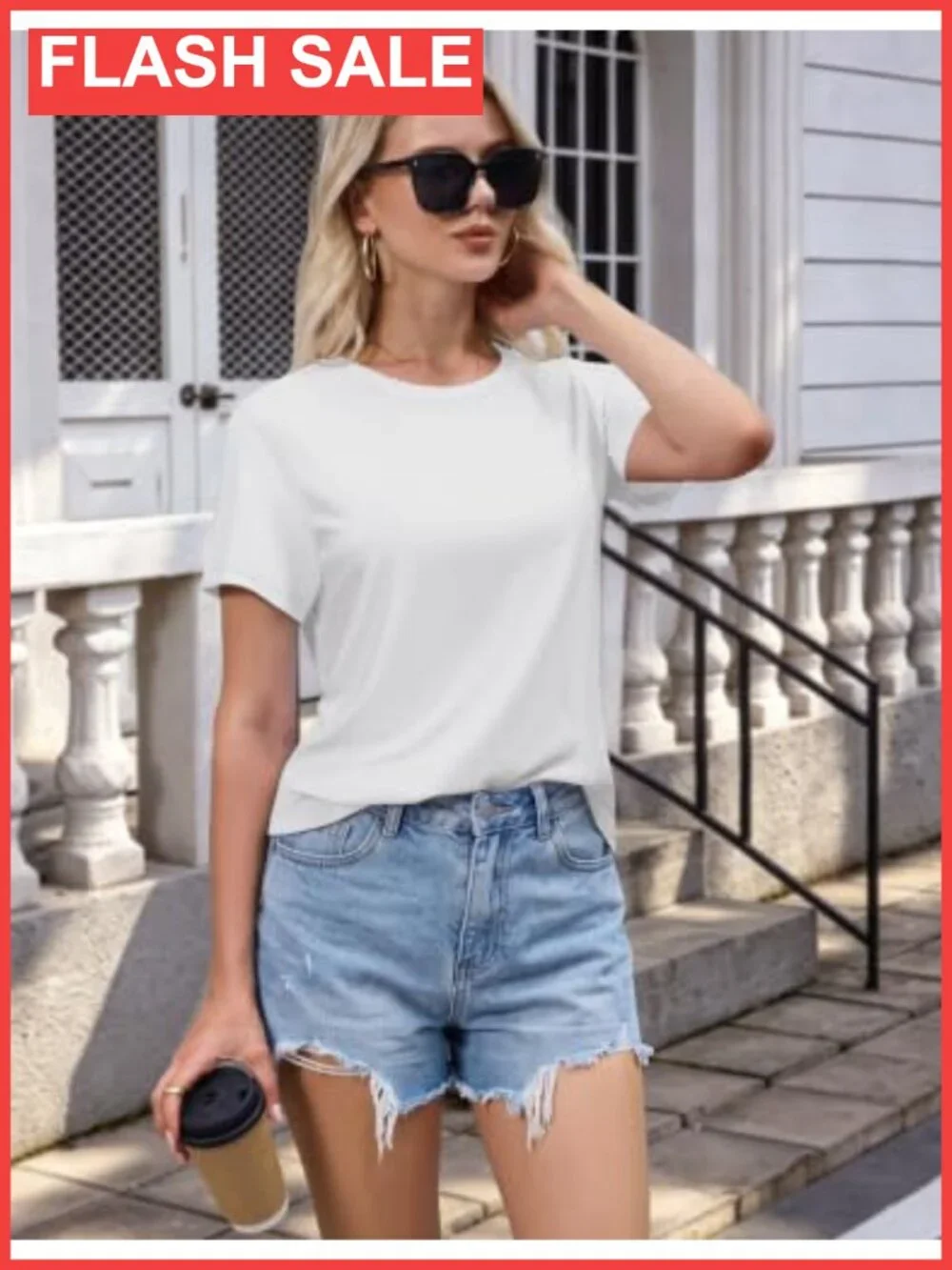 Women's Cotton Crew Neck Short Sleeve T-Shirt Breathable Casual Top